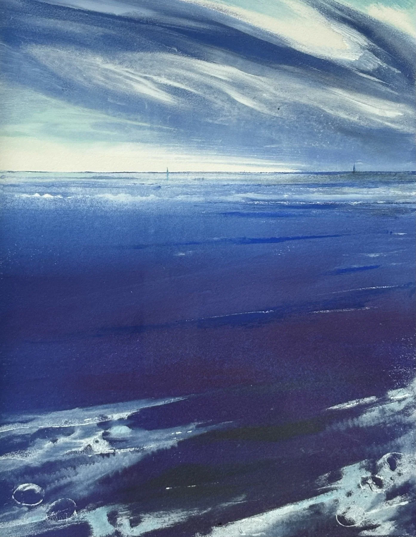 Leigh Knowles 
 Open Water • Deep Water  
14x11 
monotype oil based ink on cotton paper (1 of 1) 
$780