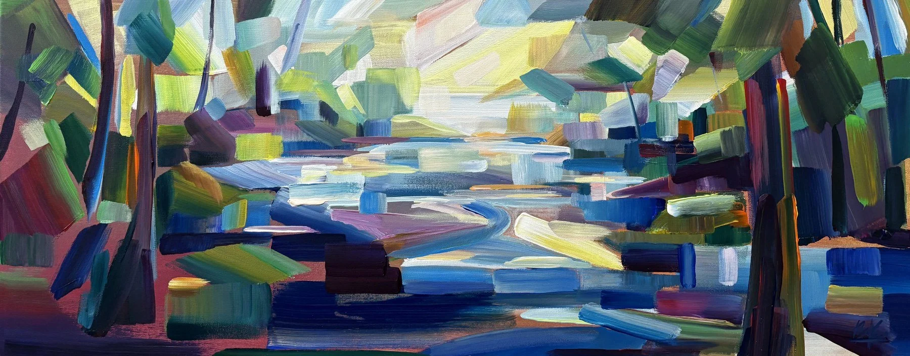 Brooke Borcherding 
 Kaleidoscopic Stream  
16x40 
acrylic on canvas 
$1,800