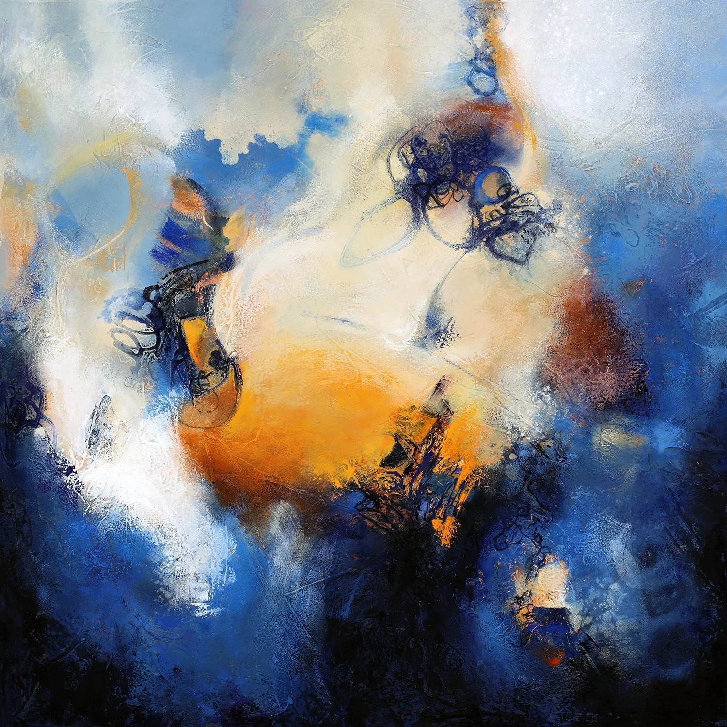 Chuck Gumpert 
 Turbulent Tranquility  
36x36 
oil and mixed media on canvas 
$2,800