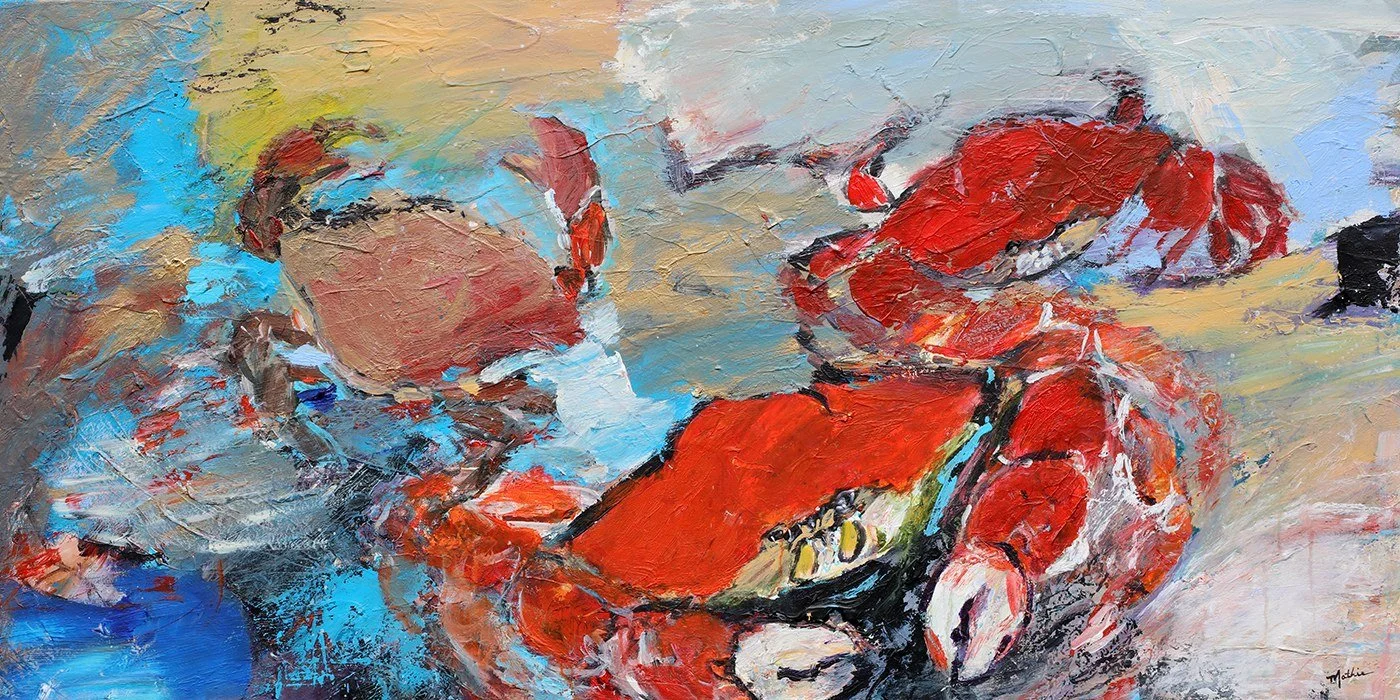 Christopher Mathie 
 Crabstraction II  
acrylic on canvas 
24x48 
$2,600