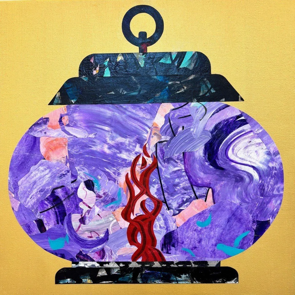 Lezlie Jane 
 Inner Light Lantern  
acrylic in wood frame 
18x18 
$840