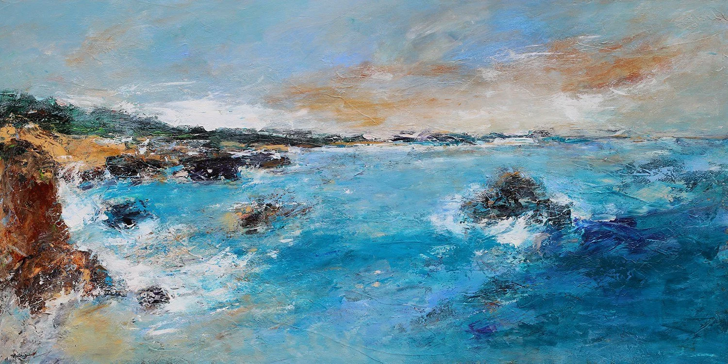 Christopher Mathie 
 Reaching Out Across the Sea  
30x60 
acrylic on canvas 
$4,000