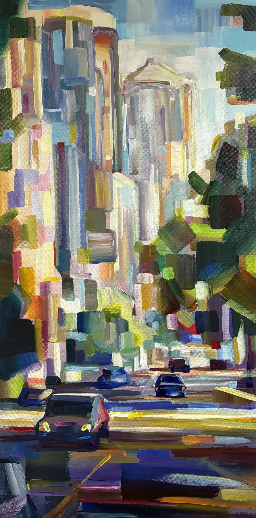 Brooke Borcherding 
 Warmth in the City  
acrylic on canvas 
36x18 
$1,800