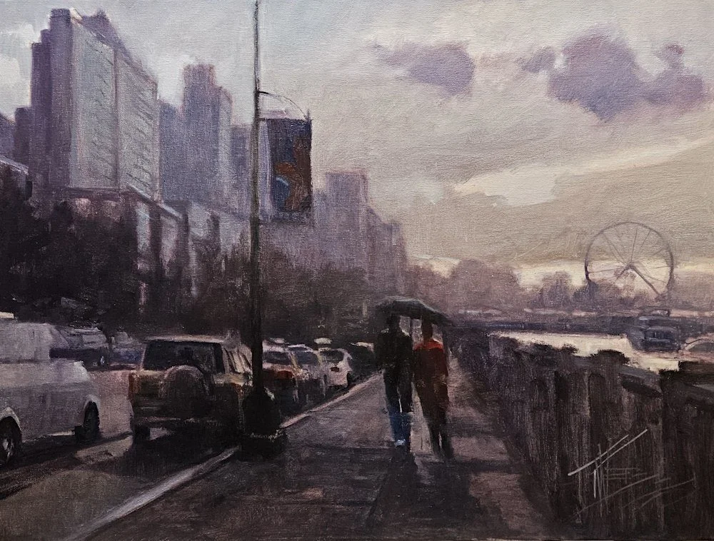 Robin Weiss 
 Walk to the Wheel  
18x24 
oil on canvas 
$1,400