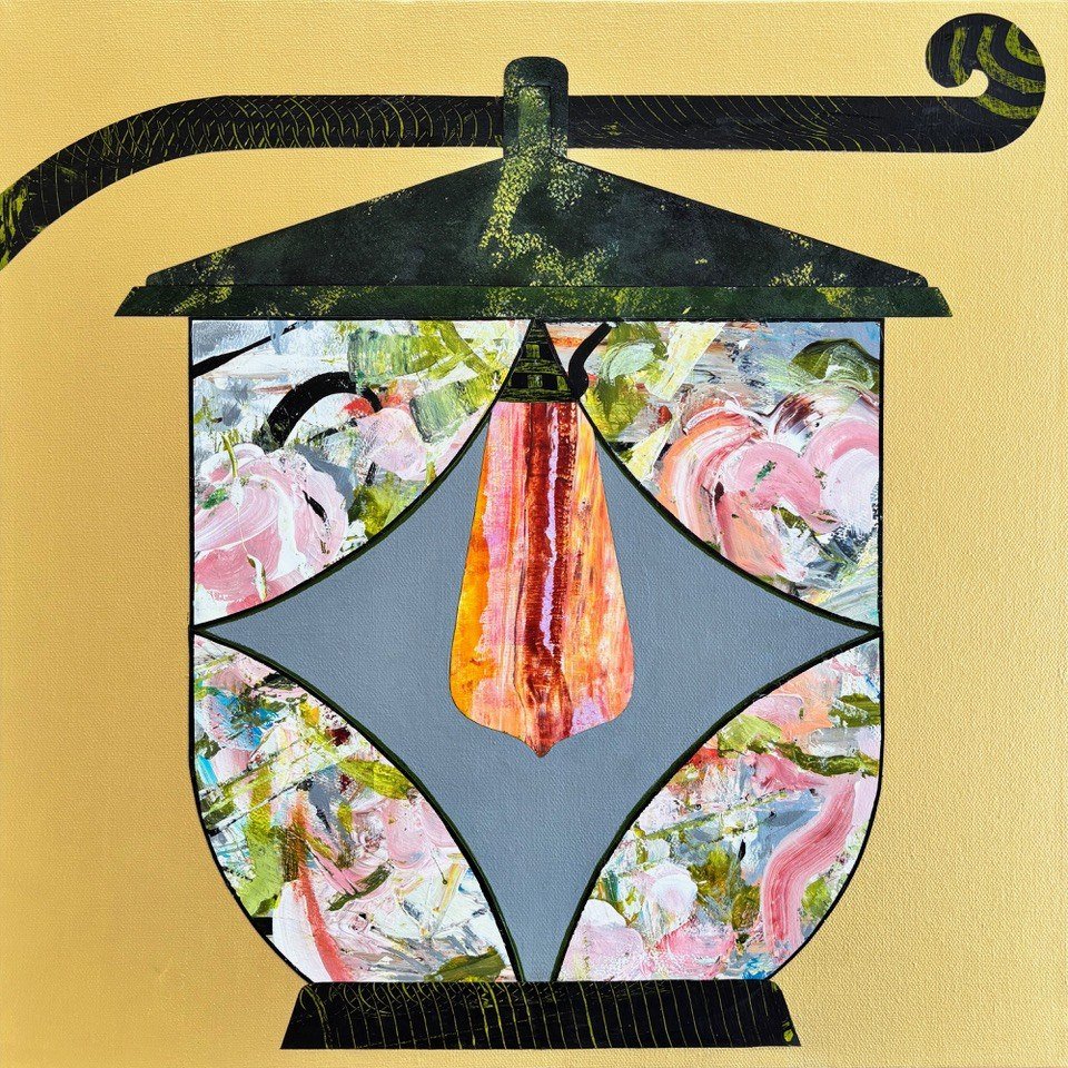 Lezlie Jane 
 Morning Lantern  
acrylic in wood frame 
18x18 
$840