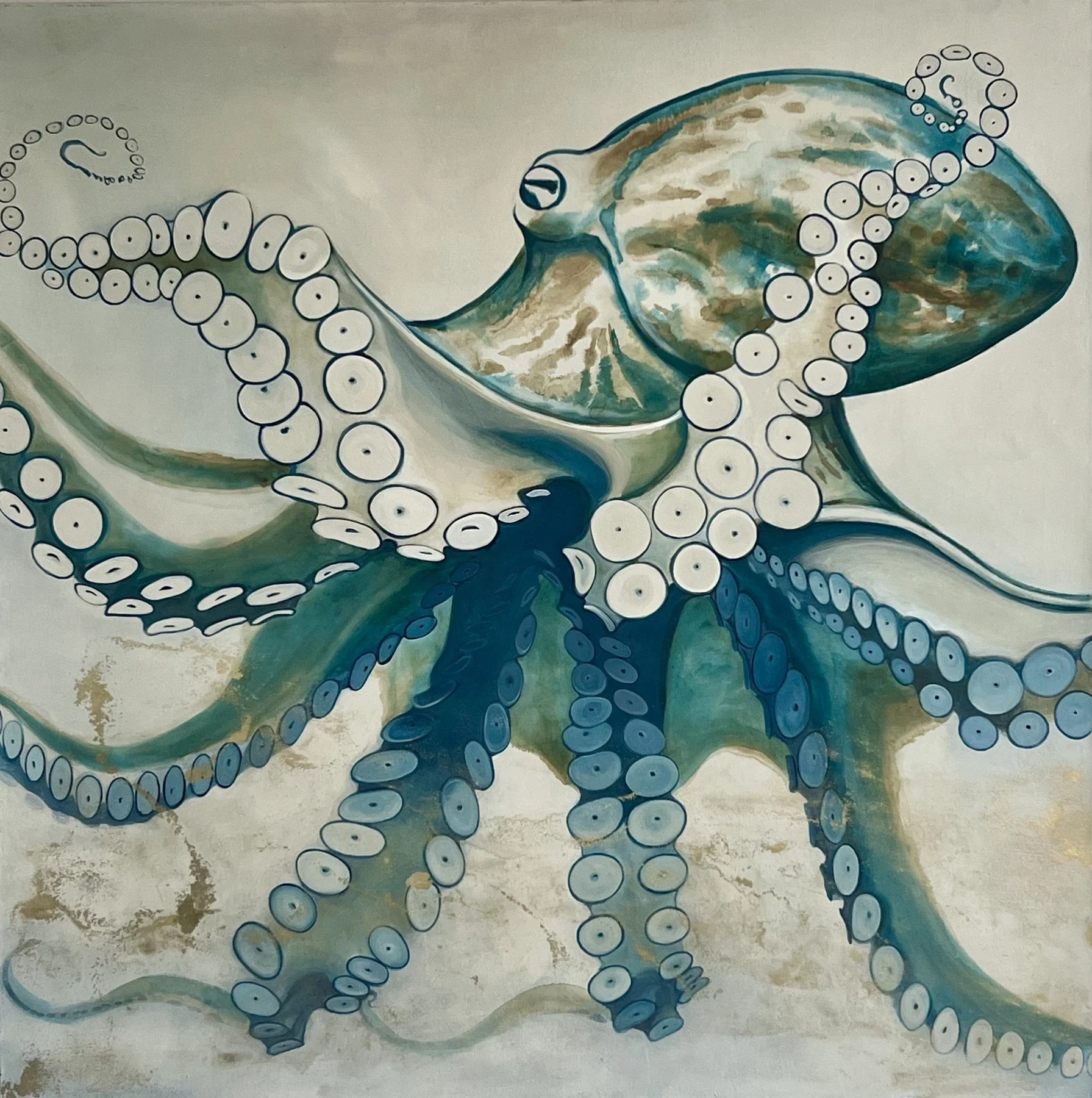 Debbie Bianchi 
 Westport Beach  
36x36 
acrylic and gold dust on canvas 
$2,800