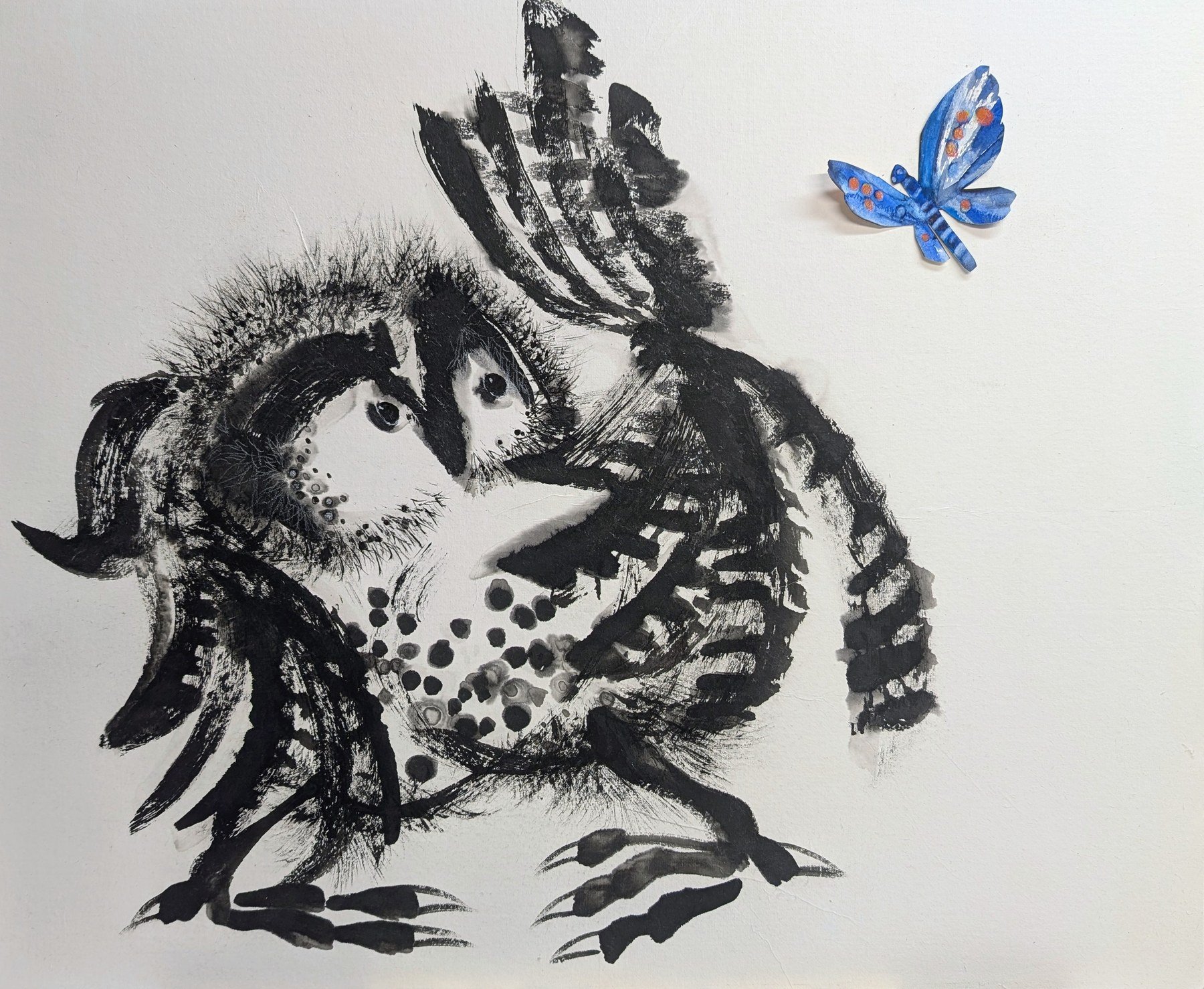 Karen Dedrickson 
 Born Free  
20x24 
ink on mulberry paper hand painted butterfly 
$600