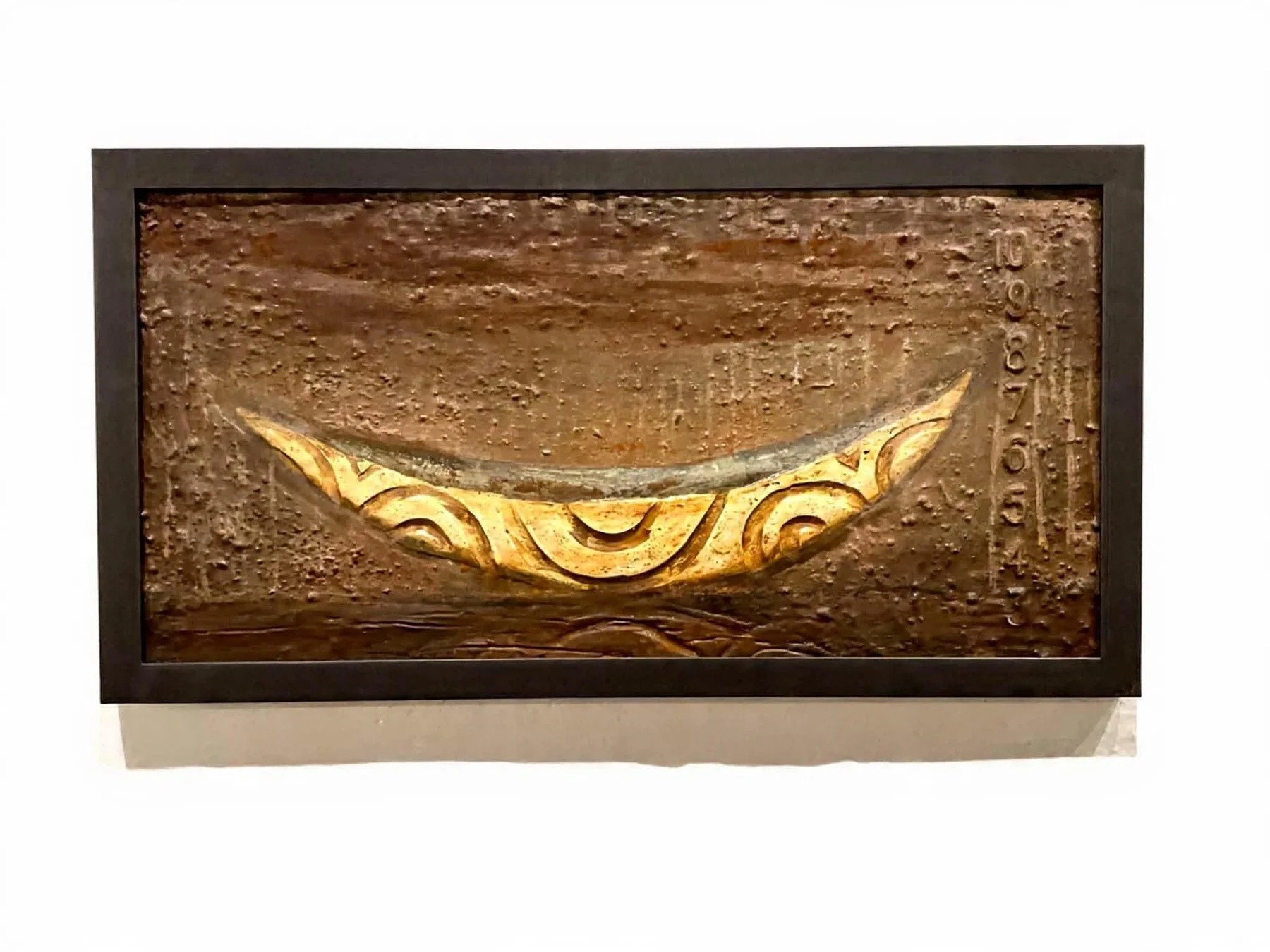 Steve Jensen 
 Rusty Boat  
13.5x25.5 
oil and Italian plaster on steel artist made raw steel frame 
$1,800