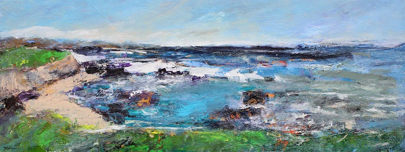 Christopher Mathie 
 Effeverscent Saltwater  
acrylic on canvas 
18x48 
$2,300