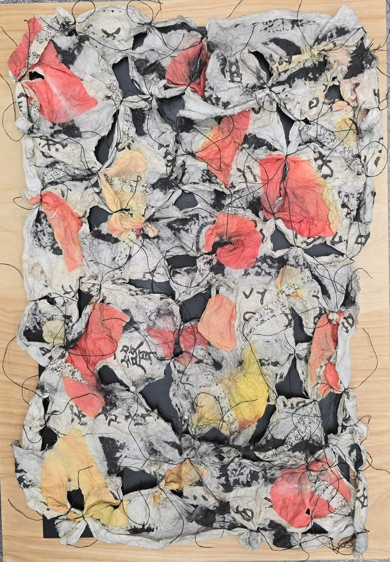 Zia Gipson 
 Butterflight  
19x13 
Felted Japanese paper, waxed linen thread 
$1,200