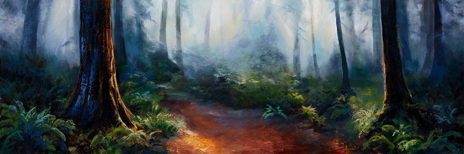 Chuck Gumpert 
 Forest Journey II  
24x72 
oil & mixed media 
$4,800