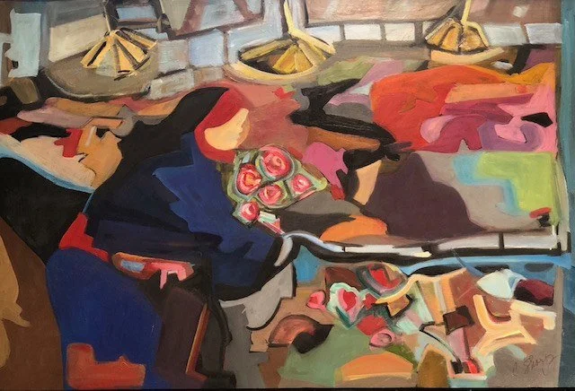 Christine Sharp 
 Market Analysis III  
24x36 
oil on panel 
$1,450
