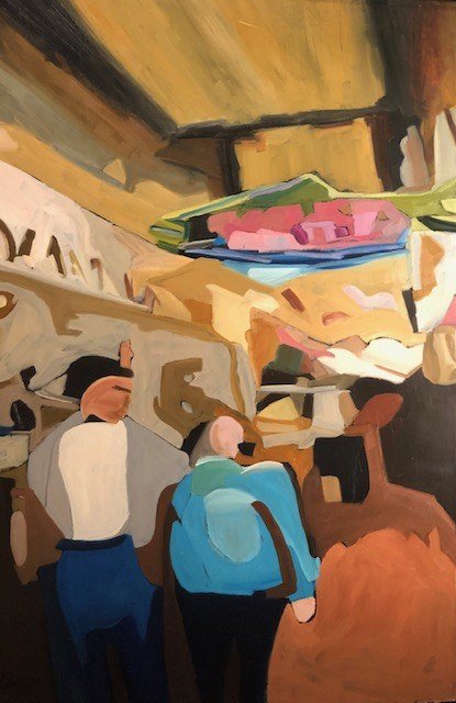 Christine Sharp 
 Market Analysis I  
36x24 
oil on panel 
$1,450