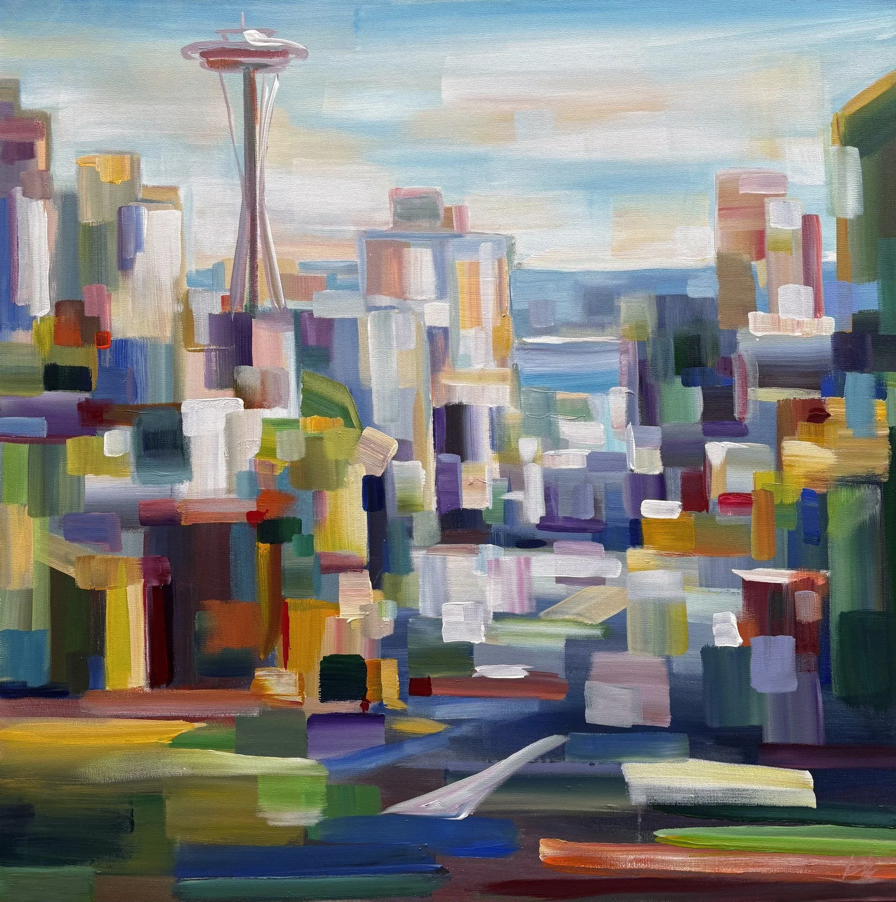 Brooke Borcherding 
 Spring Over the City  
36x36 
acrylic on canvas 
$2,900