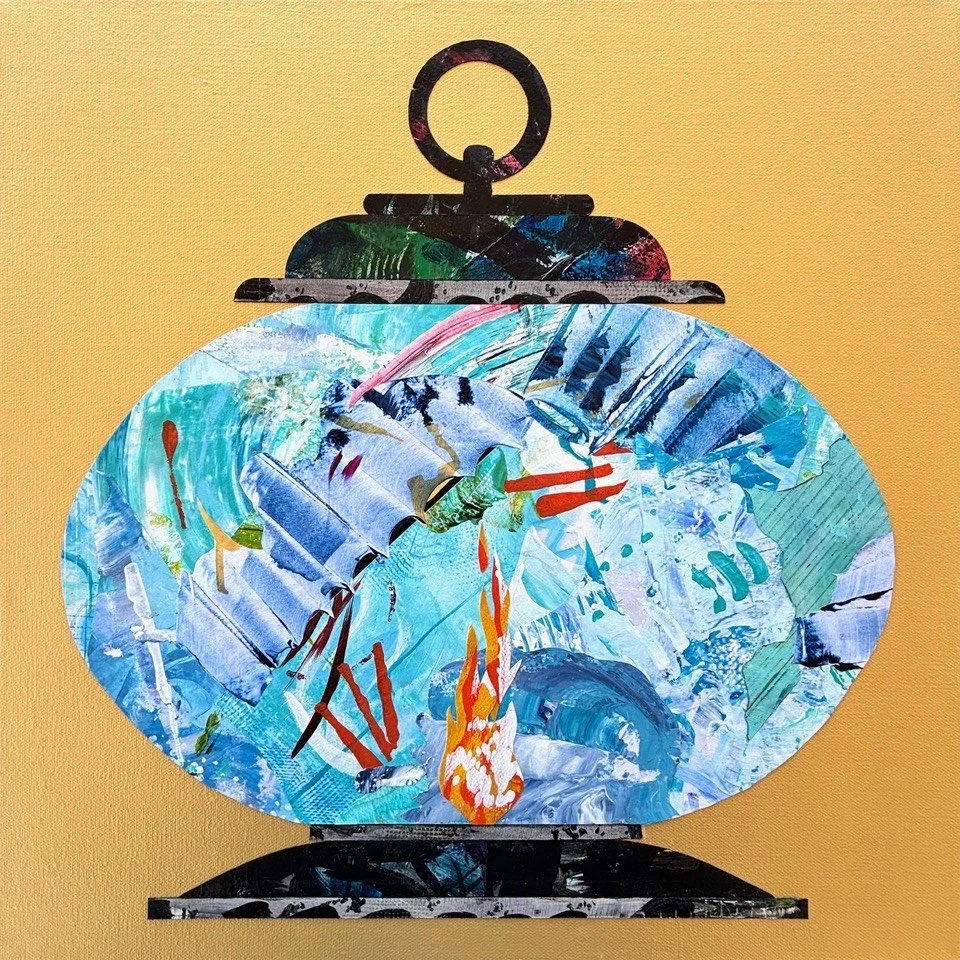 Lezlie Jane 
 Deep Sea Lantern  
acrylic in wood frame 
18x18 
$840
