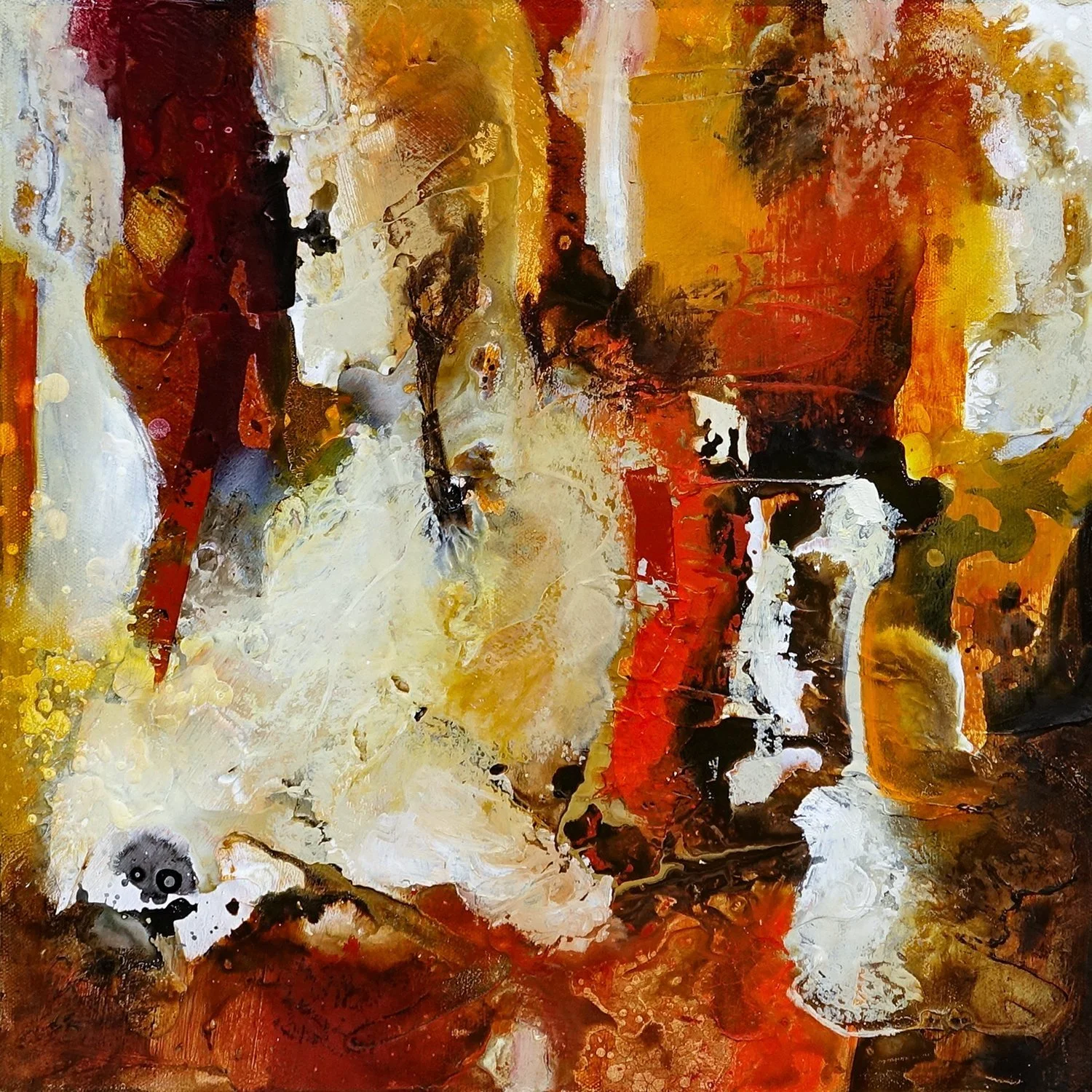 Chuck Gumpert 
 It Goes Without Saying  
16x16 
oil and mixed media on canvas 
$500