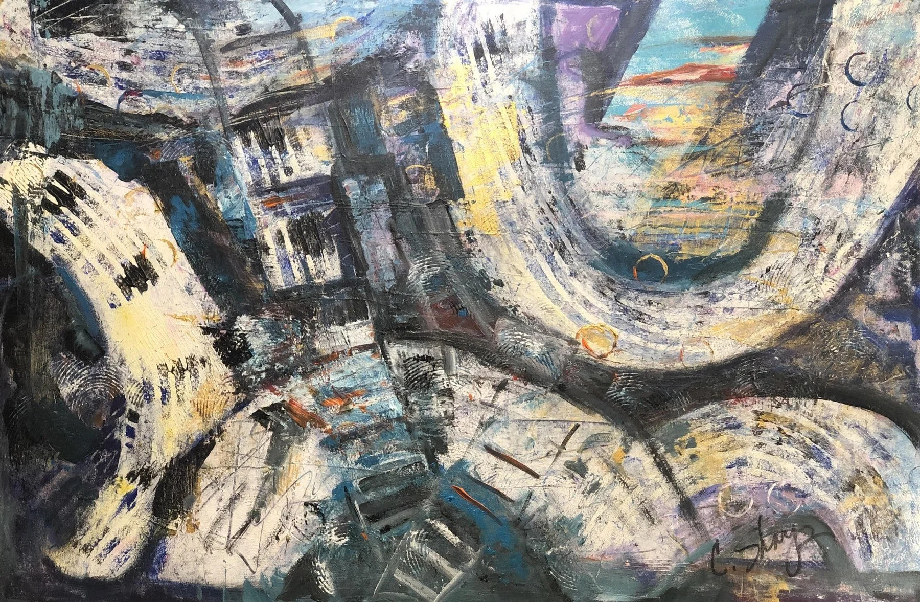 Christine Sharp 
 Three Ring Circus III  
acrylic on canvas 
36x24 
$2,400