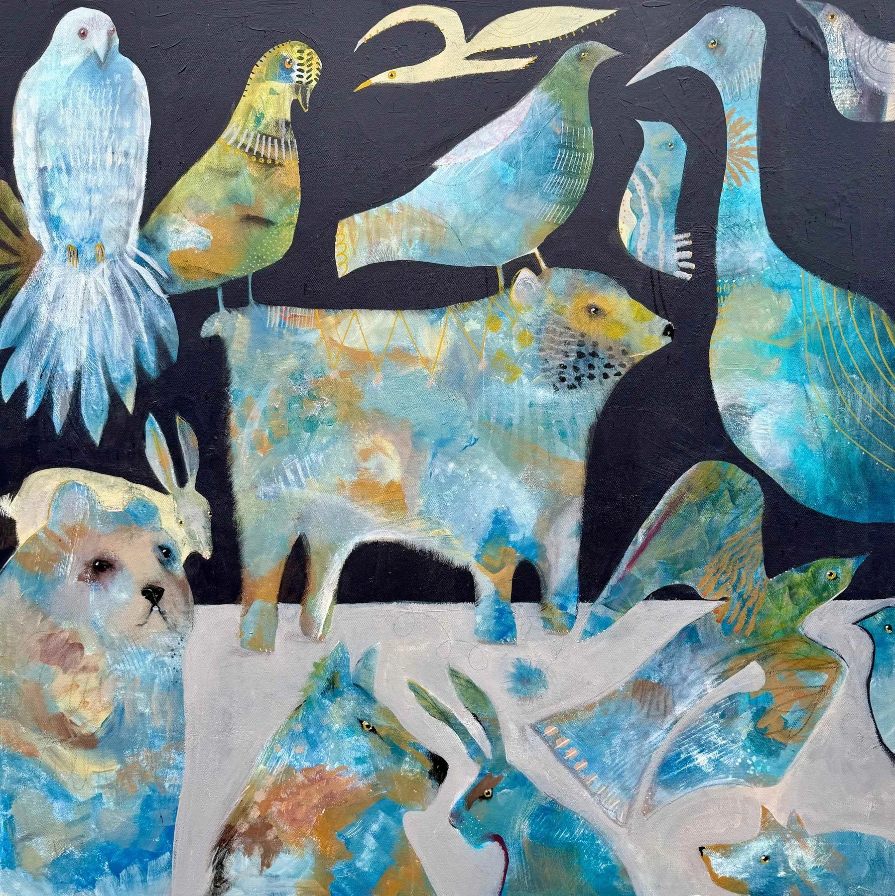 Steffanie Lorig 
 Watching Heartbeats Go By  
36x36 
mixed media 
$2,500