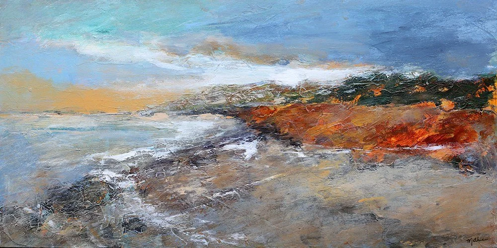 Christopher Mathie 
 Gentle Beach Day  
18x36 
acrylic on canvas 
$1,700