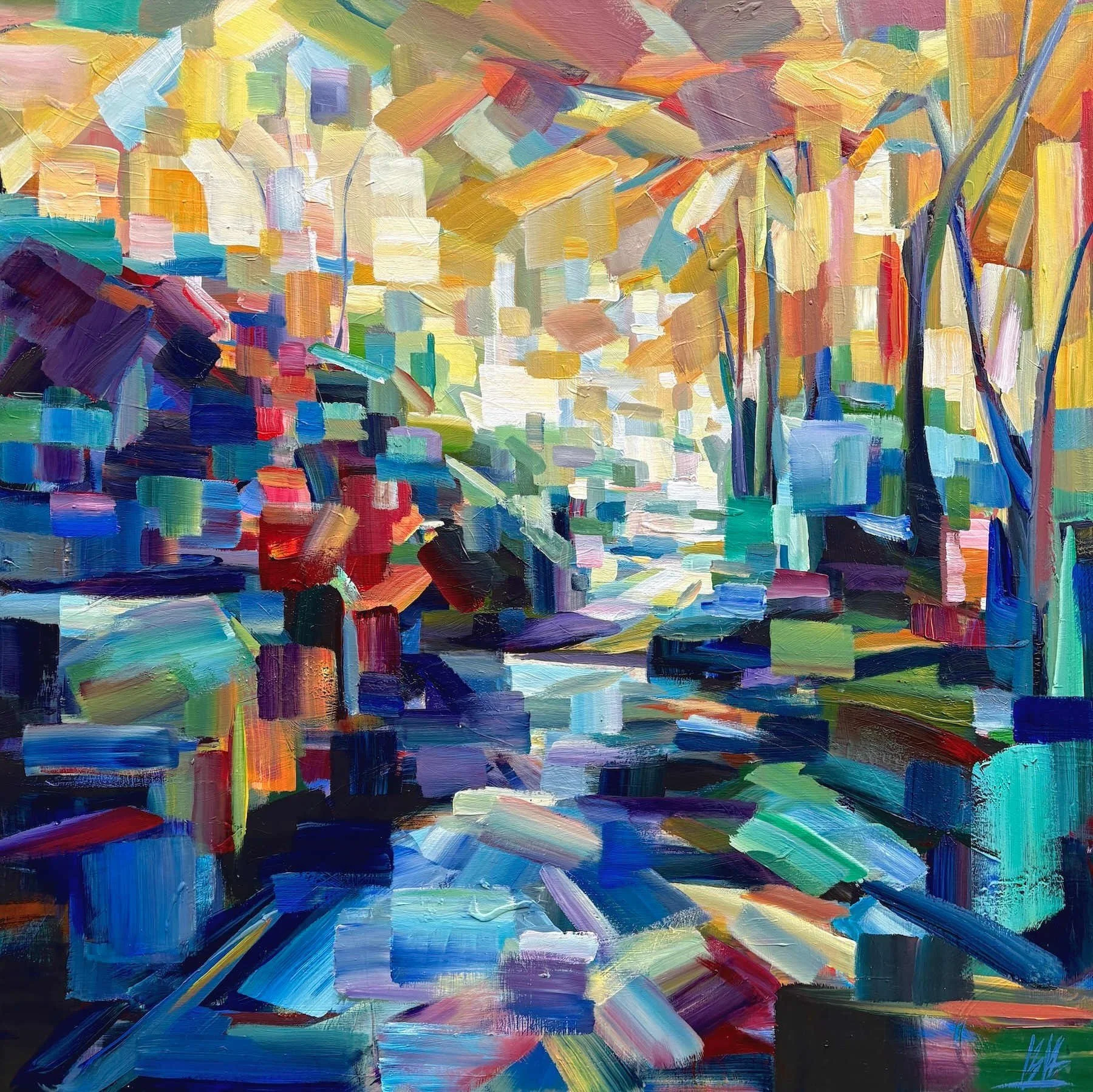 Brooke Borcherding 
 Kaleidoscopic Canopy  
48x48 
acrylic on canvas 
$4,500
