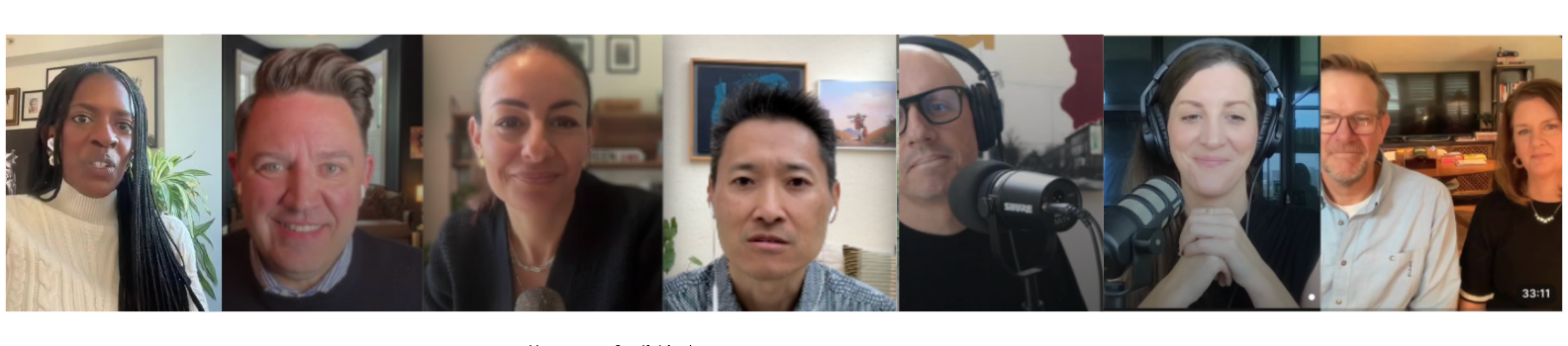 Collage of seven guests of The Portfolio career Lab podcast