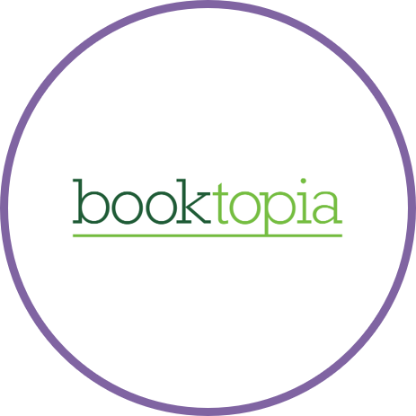 Logo for Booktopia with the text 'booktopia' in green lowercase letters, underlined.