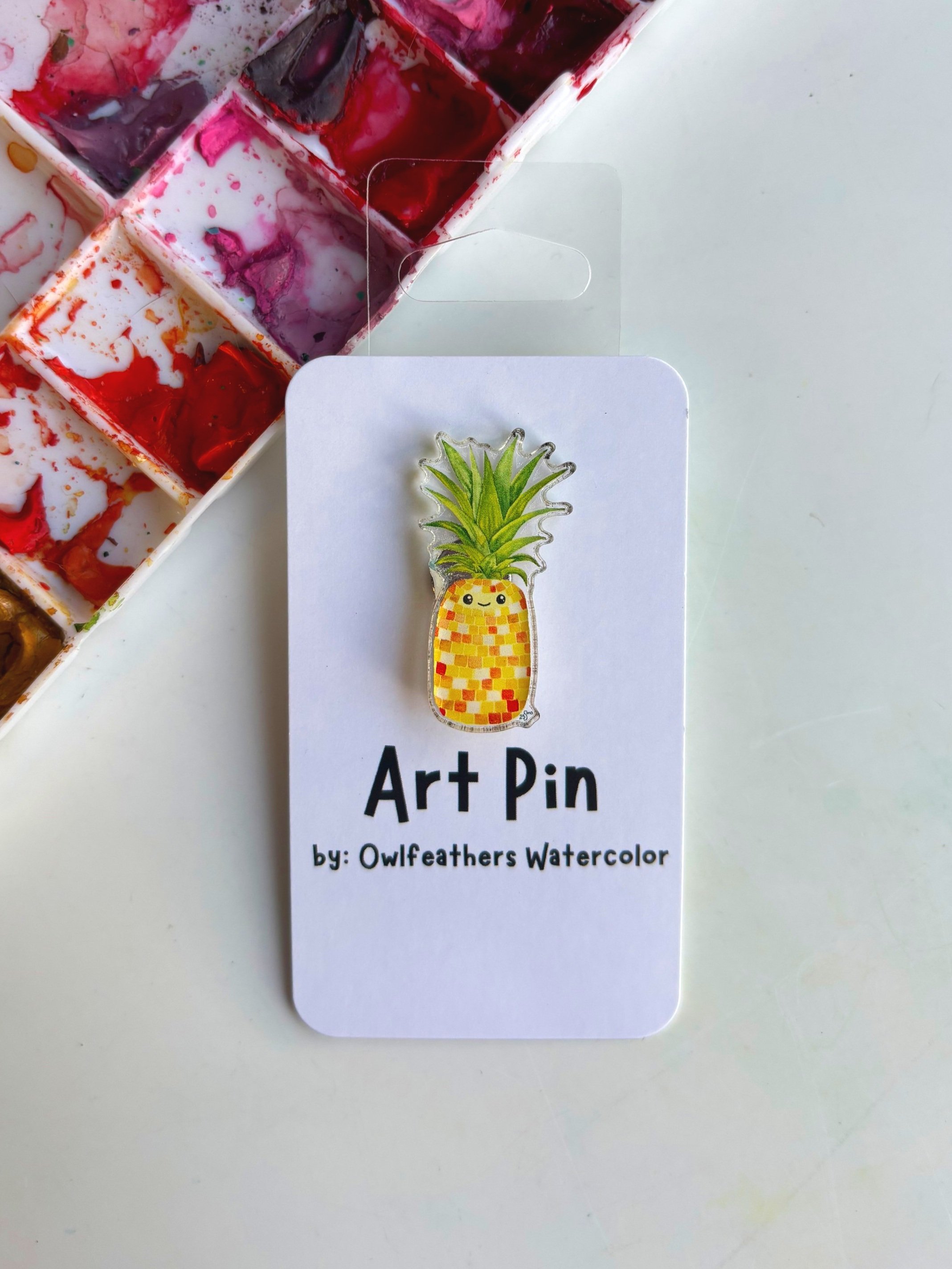 Disco Pineapple Watercolor Acrylic Pin