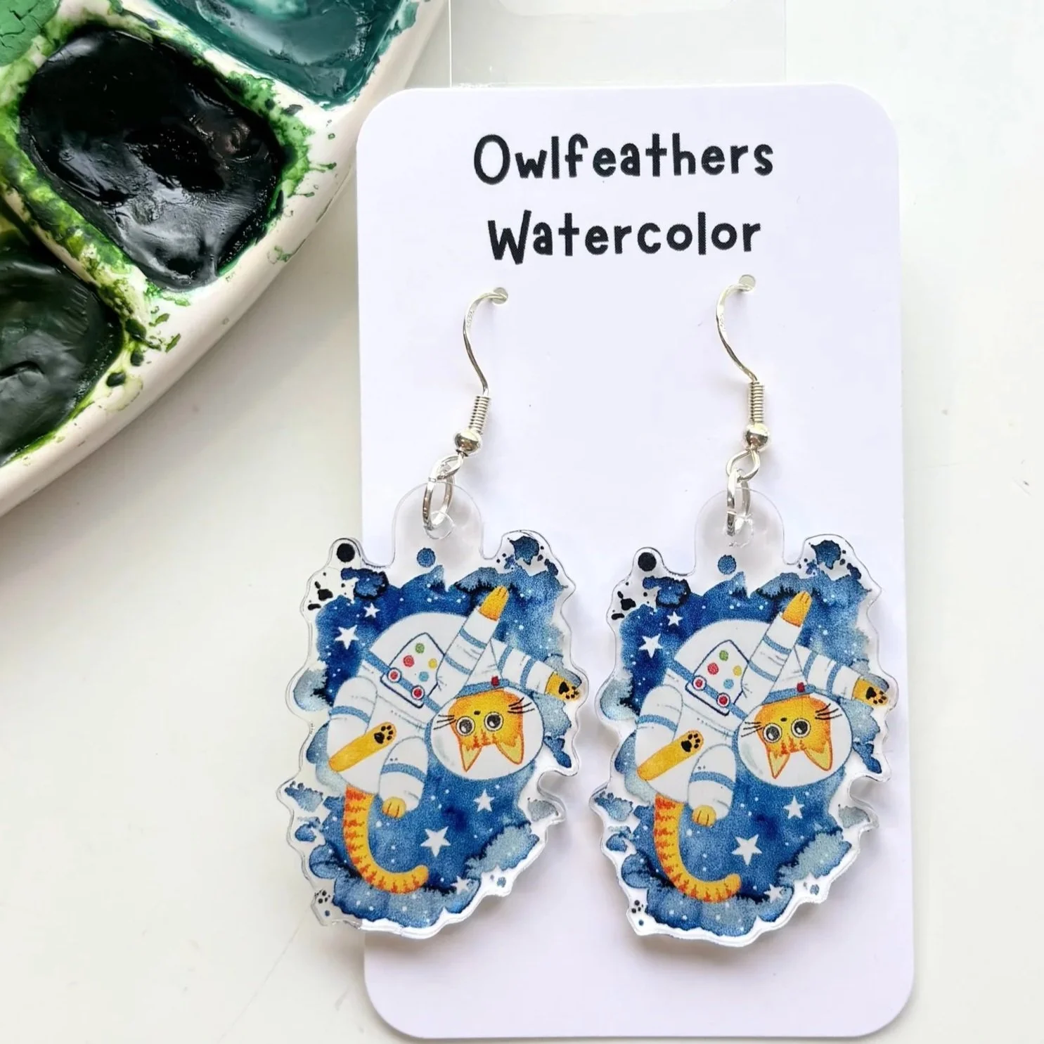 Astronaut Cat Earrings