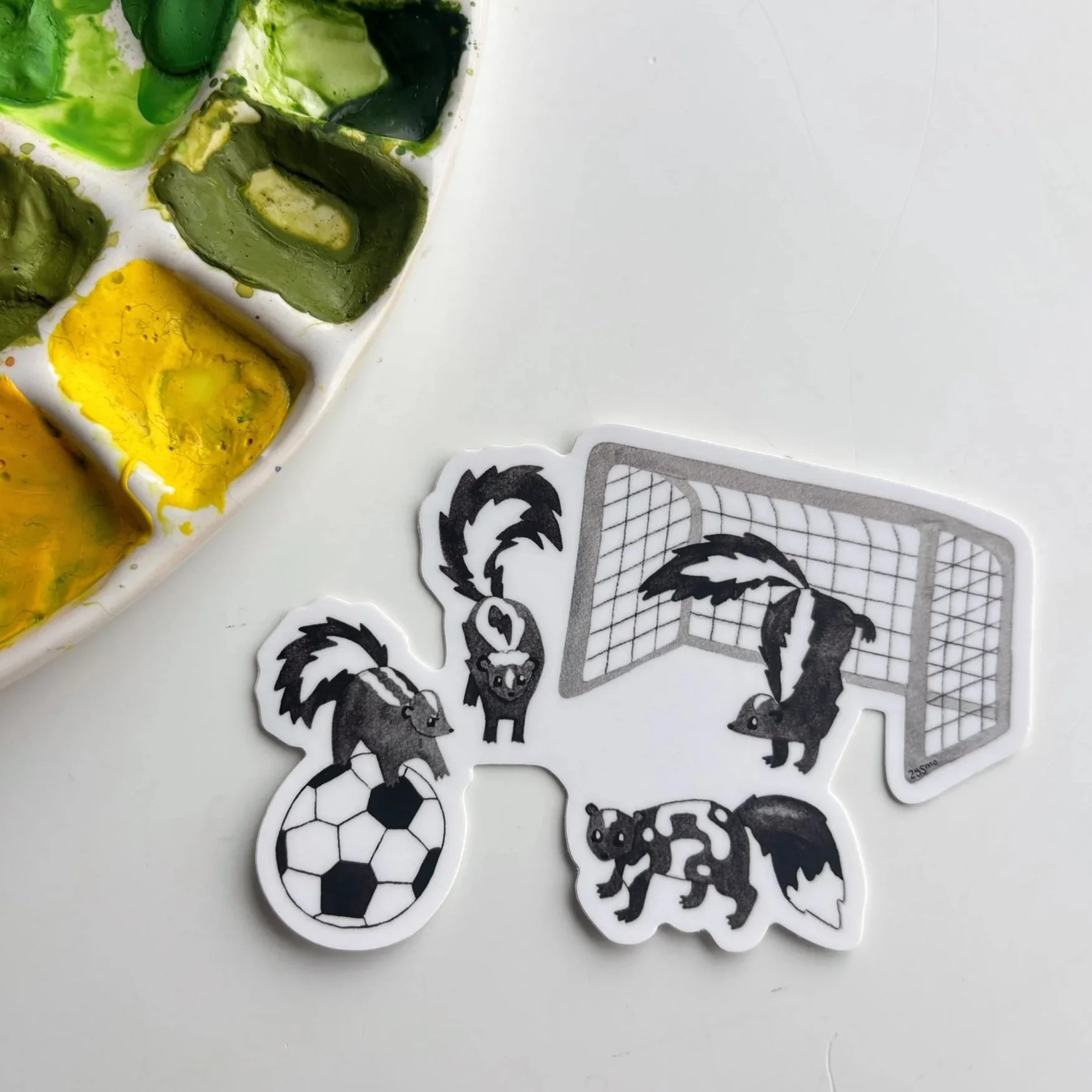Skunk Soccer Team Watercolor Sticker – Cute Sports Animal Art