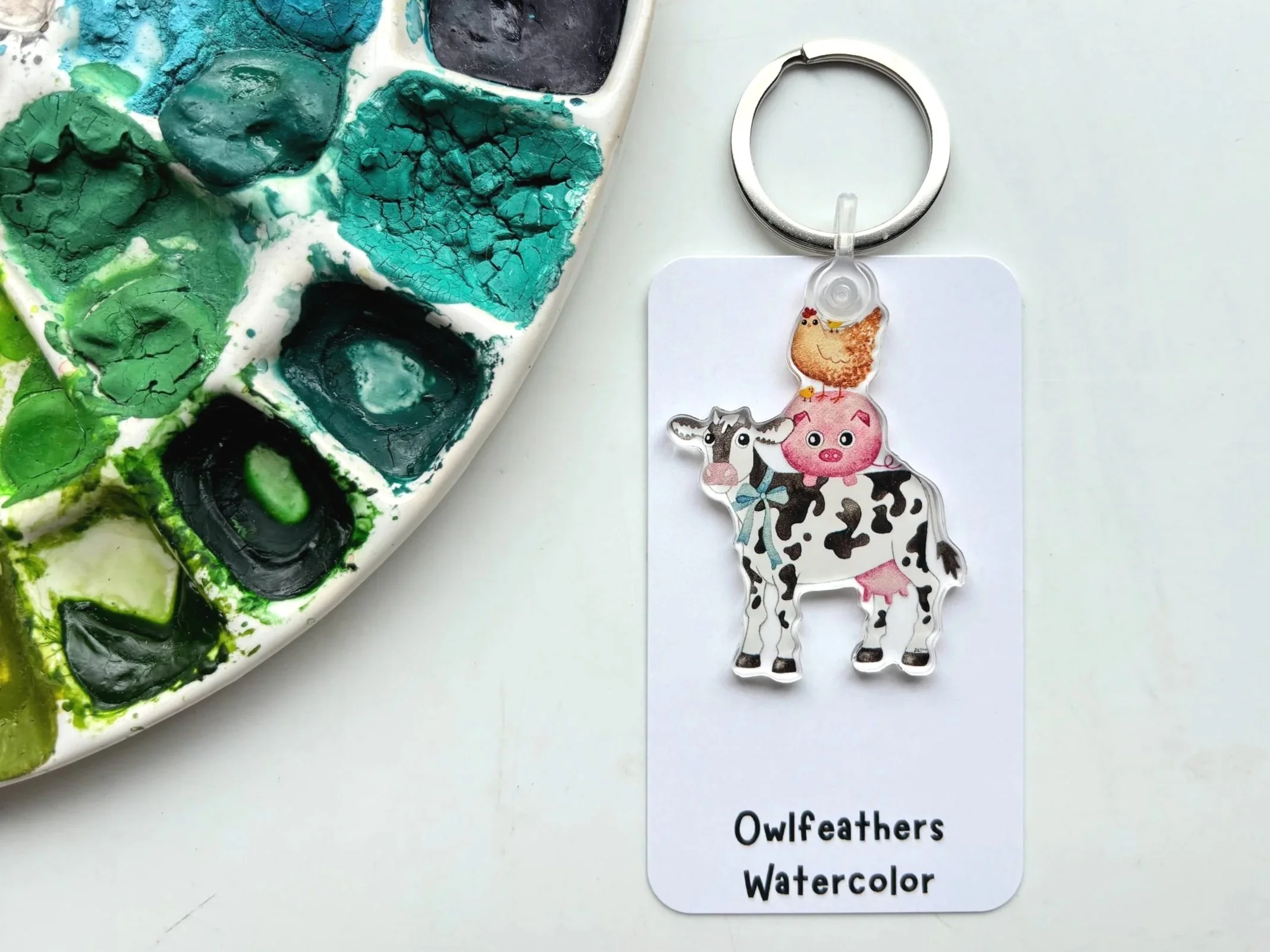 Cow, Pig, and Chicken Friendship Keychain