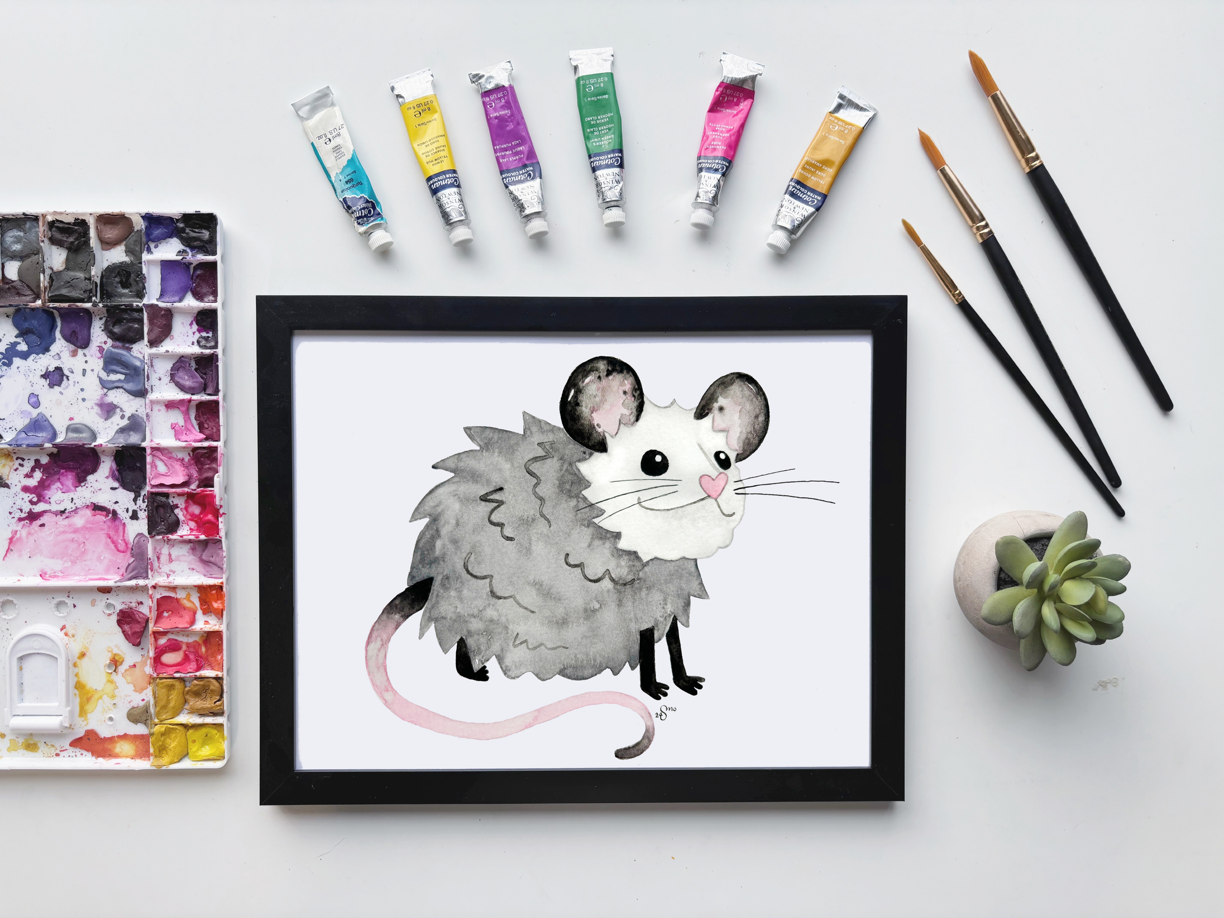 Opossum Watercolor Print