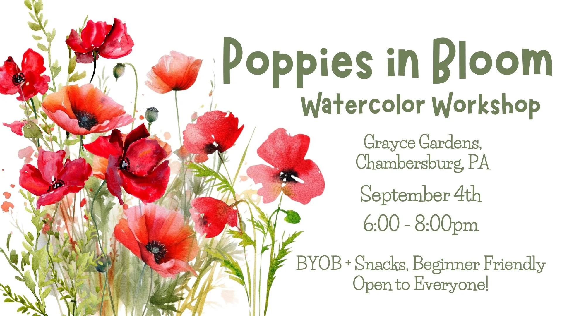 Poppies in Bloom Watercolor Workshop