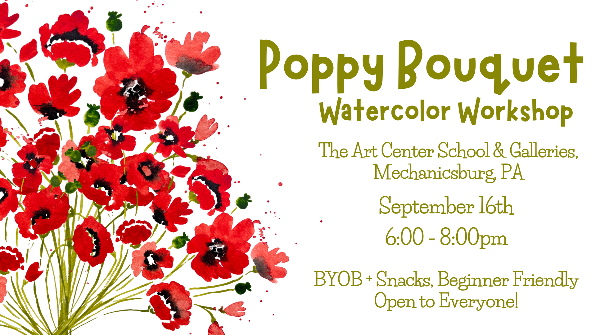 Poppy Bouquet Watercolor Workshop