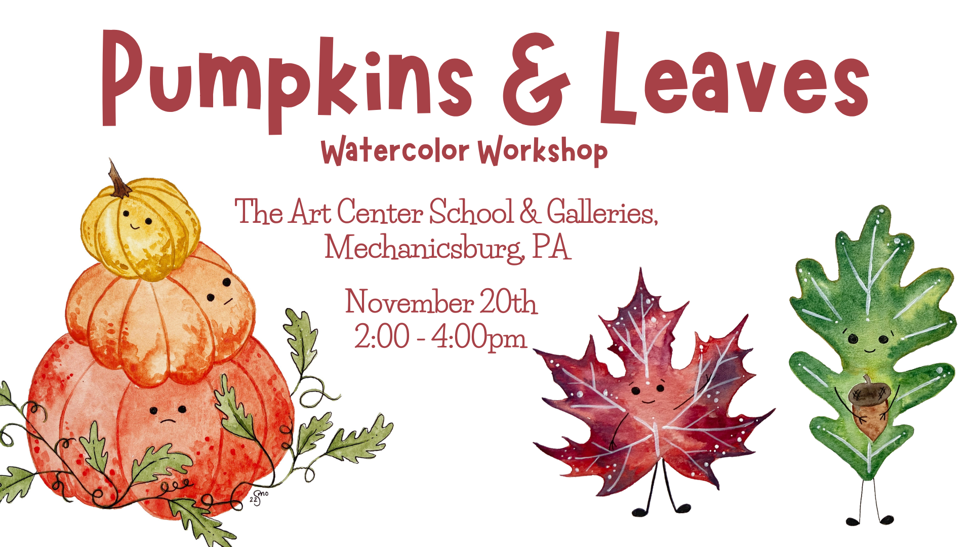 Pumpkins & Leaves Watercolor Workshop