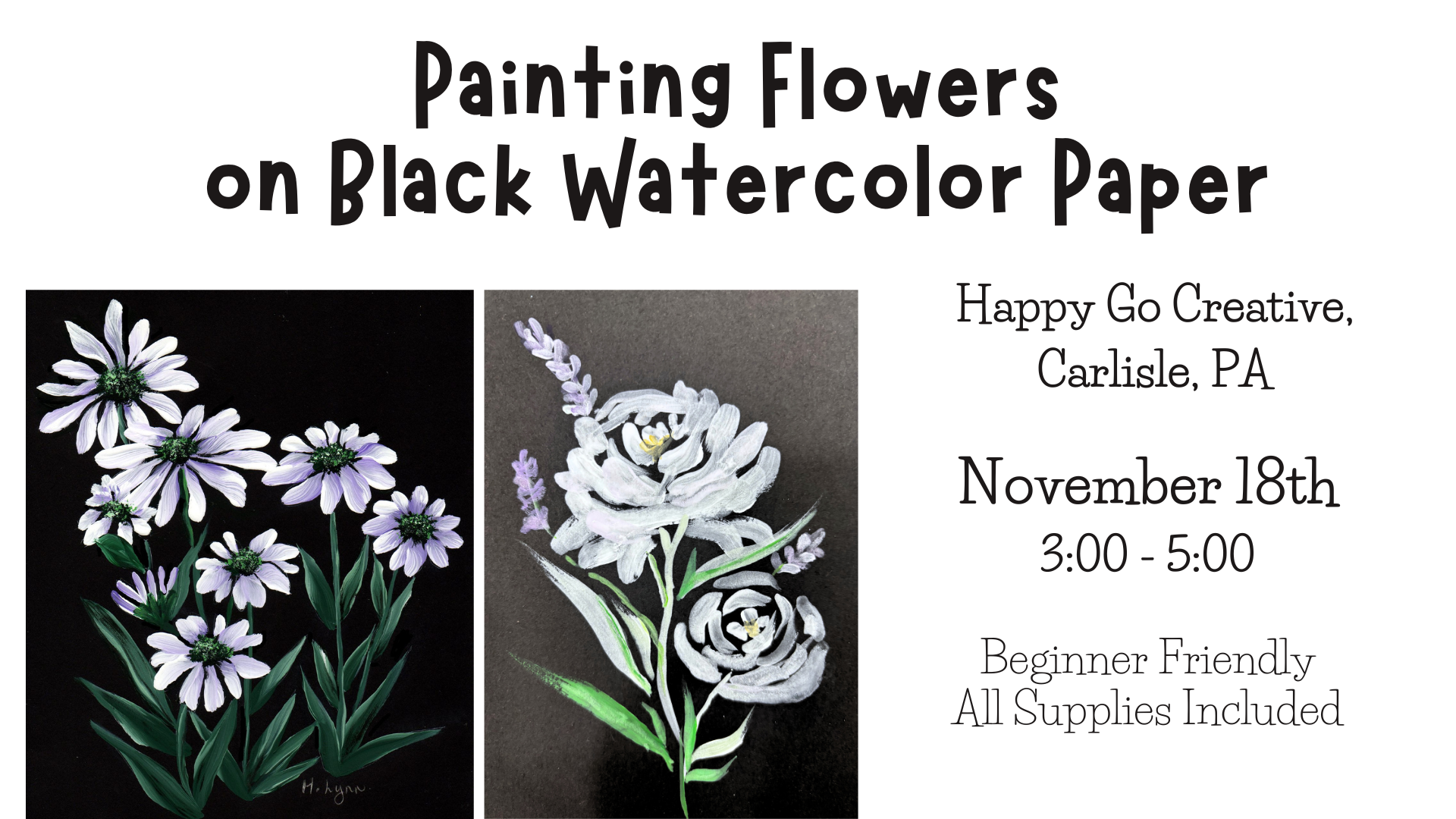 Painting Flowers on Black Watercolor Paper Workshop