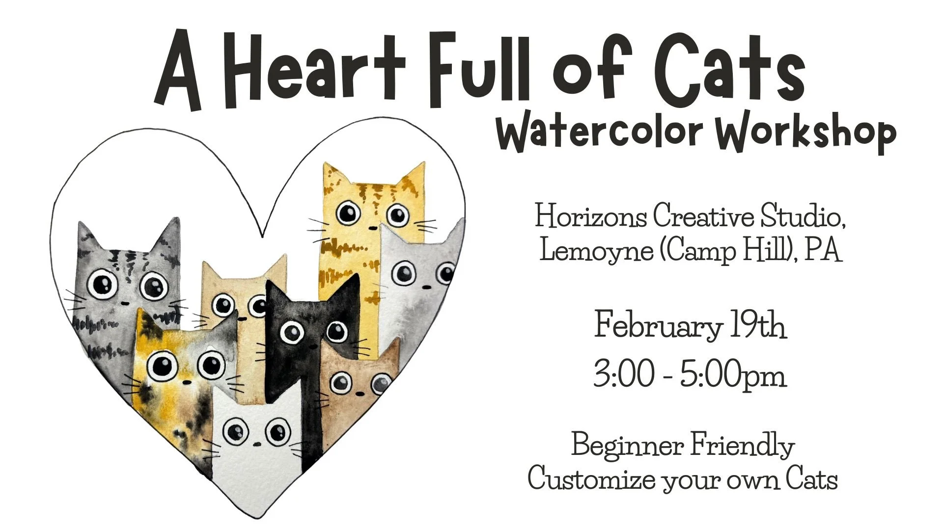 A Heart Full of Cats Watercolor Workshop