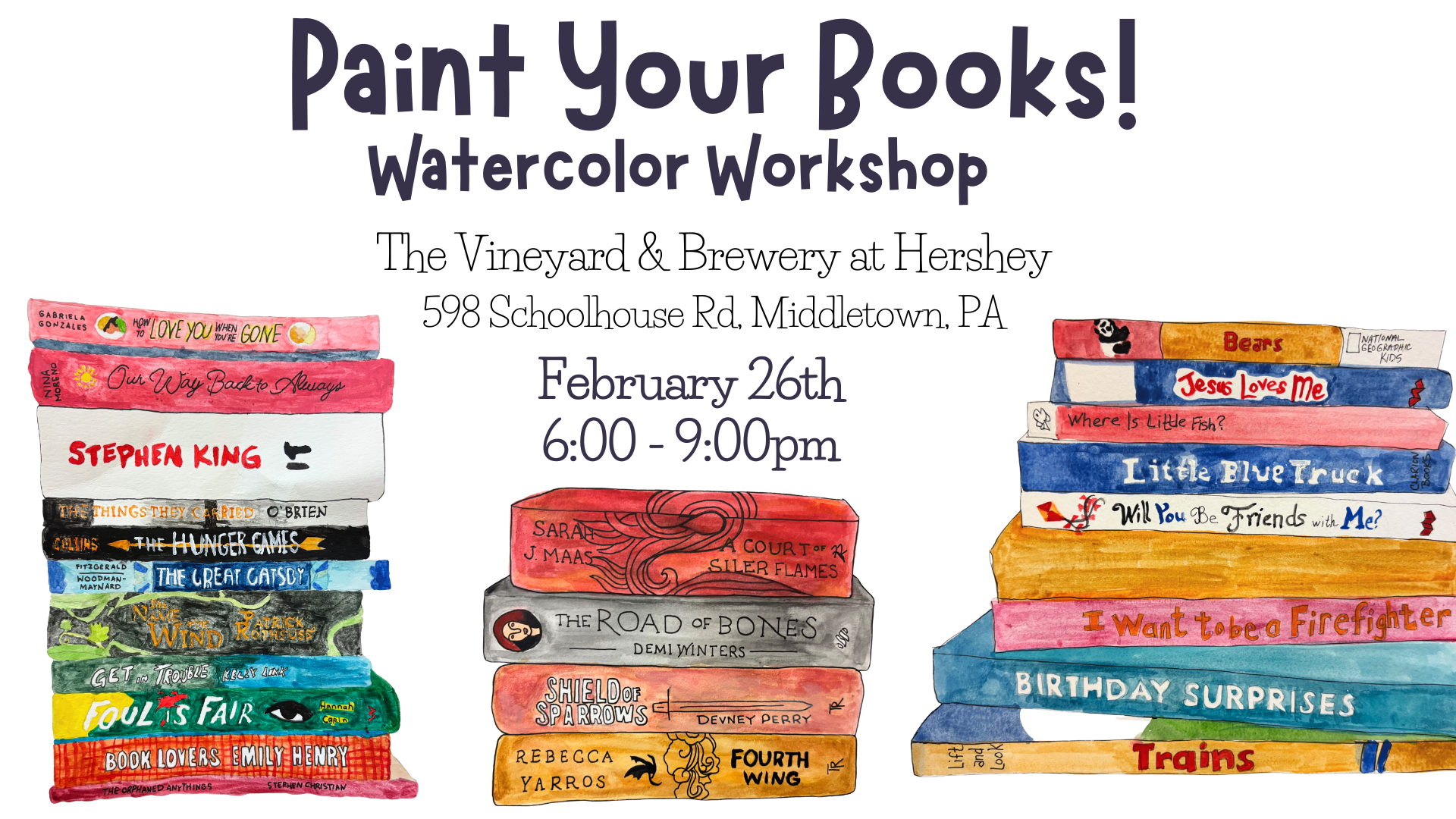 Paint Your Books Watercolor Workshop