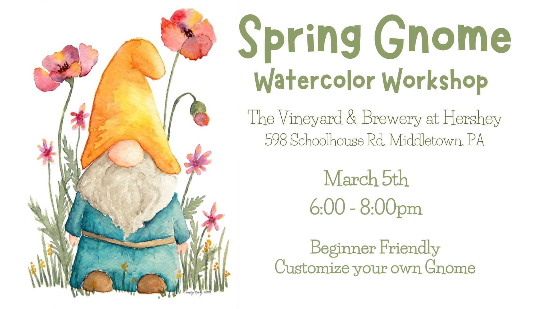 Spring Gnome Watercolor Workshop