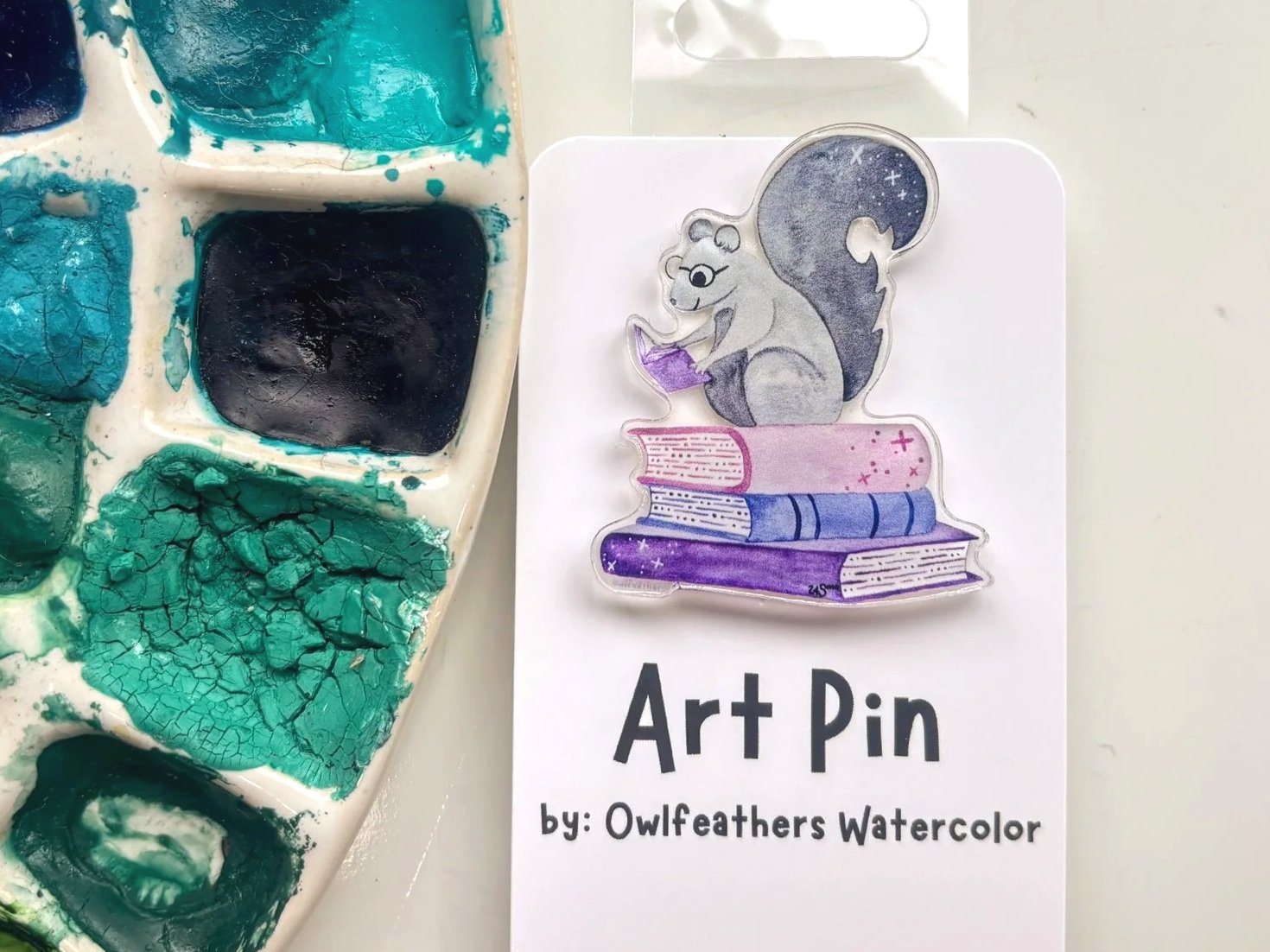 Squirrel Reading Books Pin