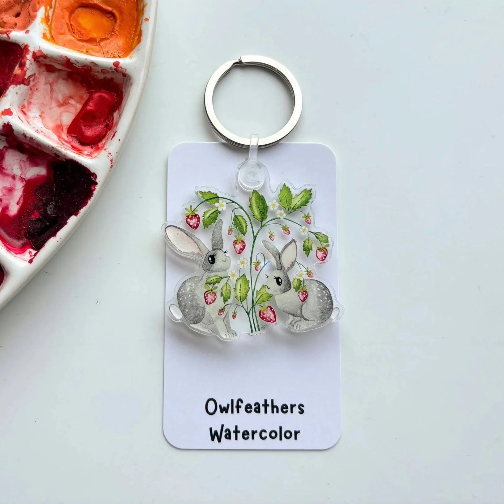 Strawberry Bunnies Duo Keychain