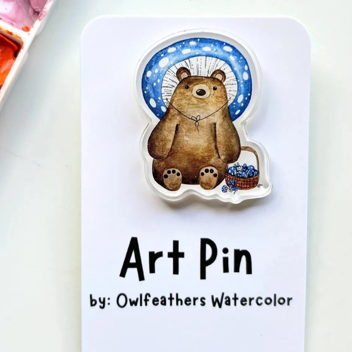 Mushroom Bear Pin