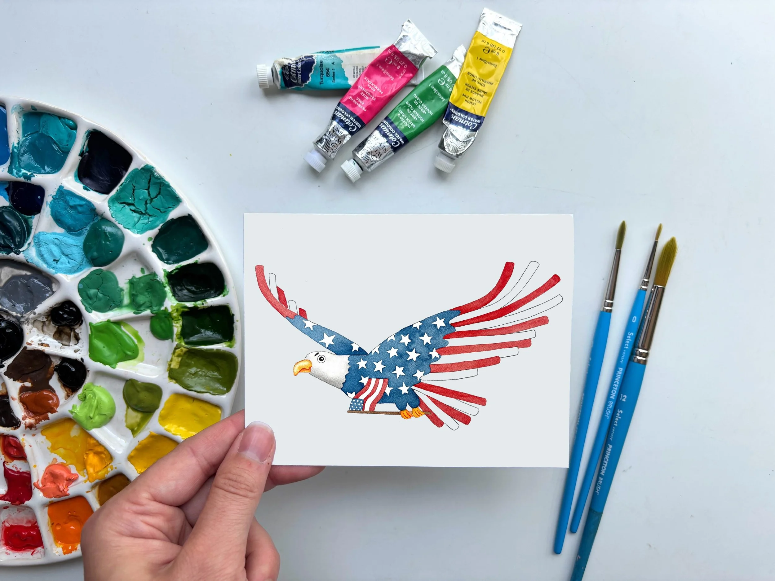 American Flag Bald Eagle Patriotic Greeting Card