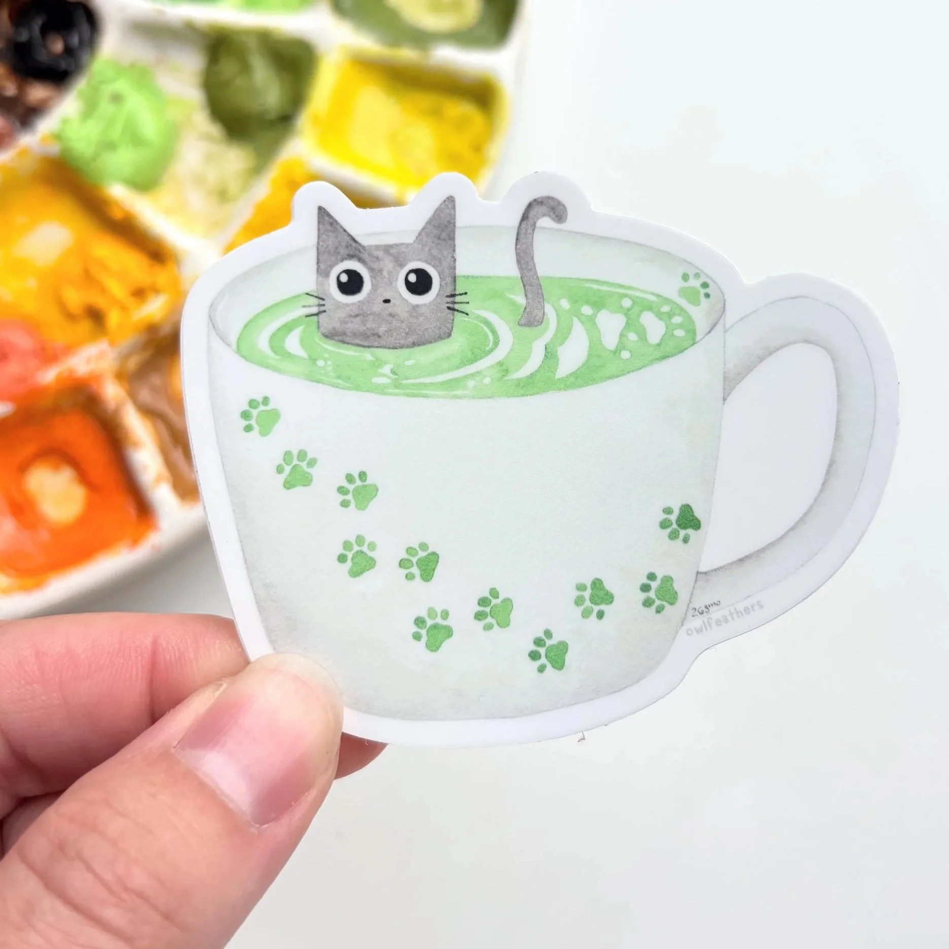 Cat Matcha Tea Sticker