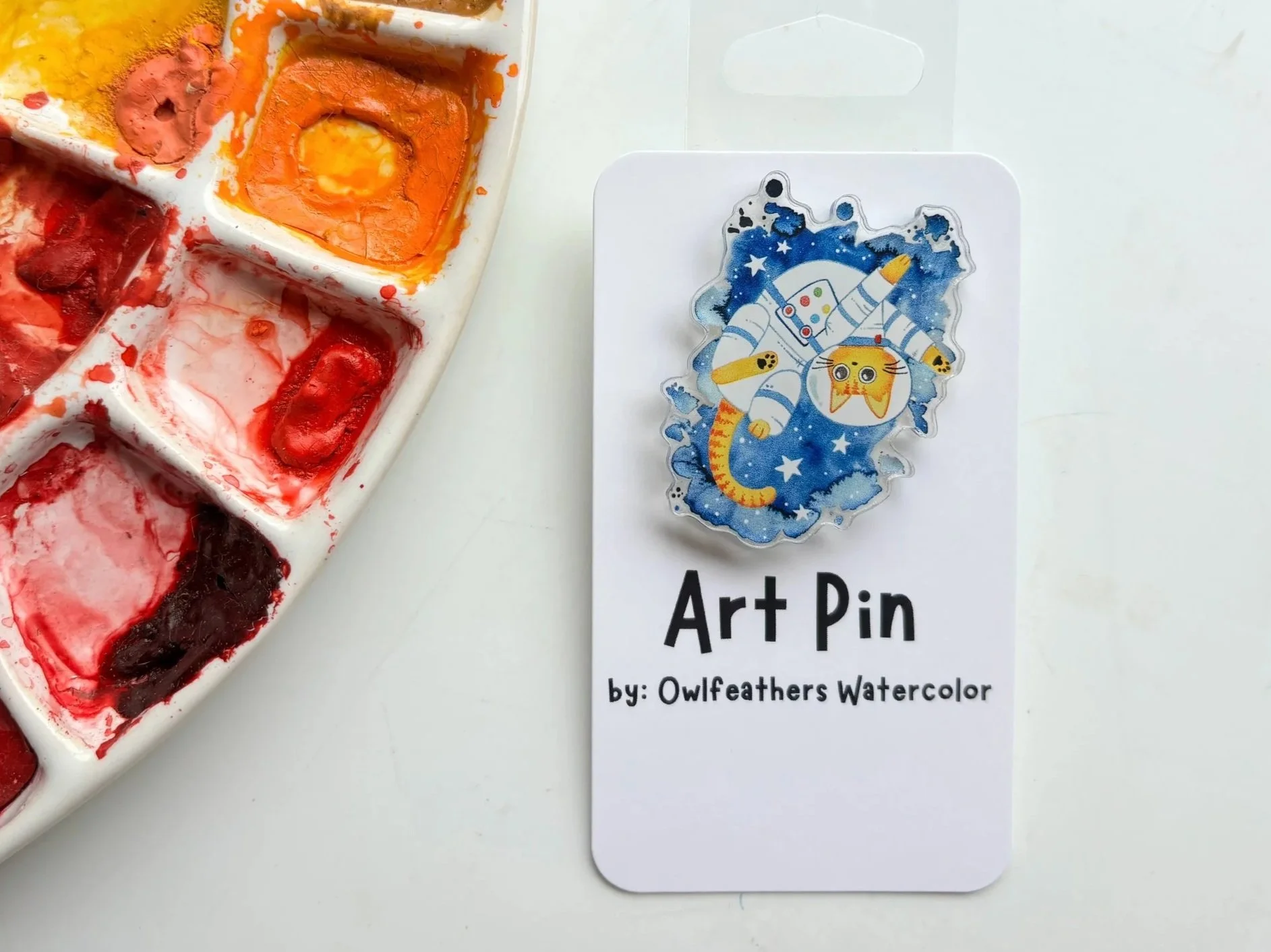 Astronaut Space Cat Acrylic Pin