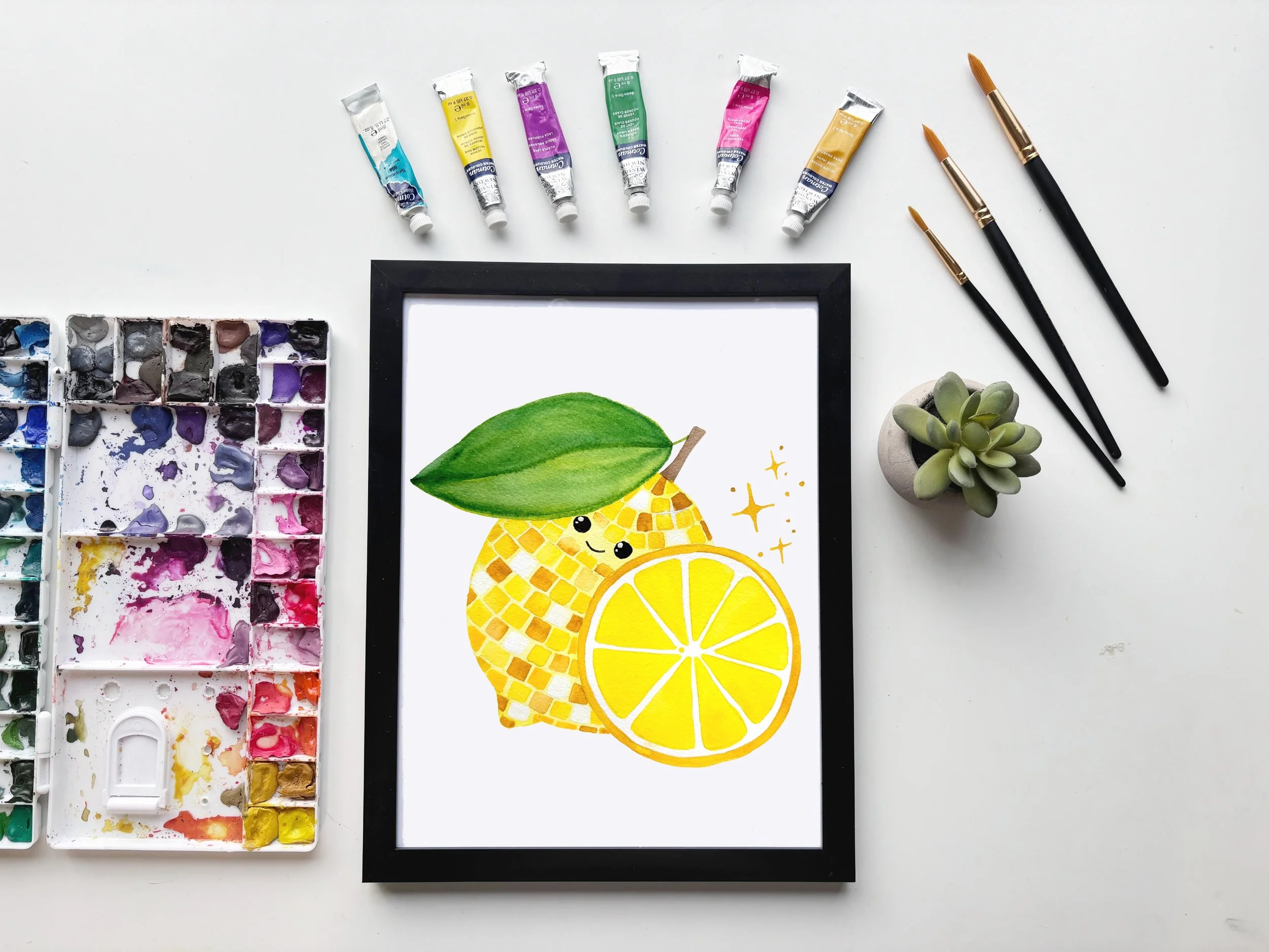 Disco Lemon Watercolor Print