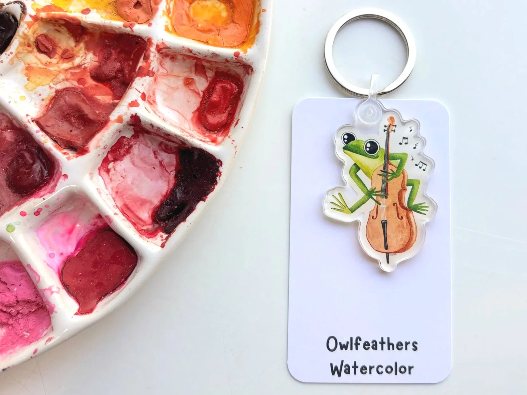 Frog Fiddle Cello Music Keychain