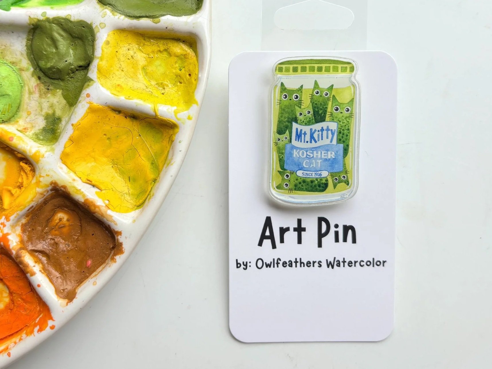Pickle Cat Acrylic Pin