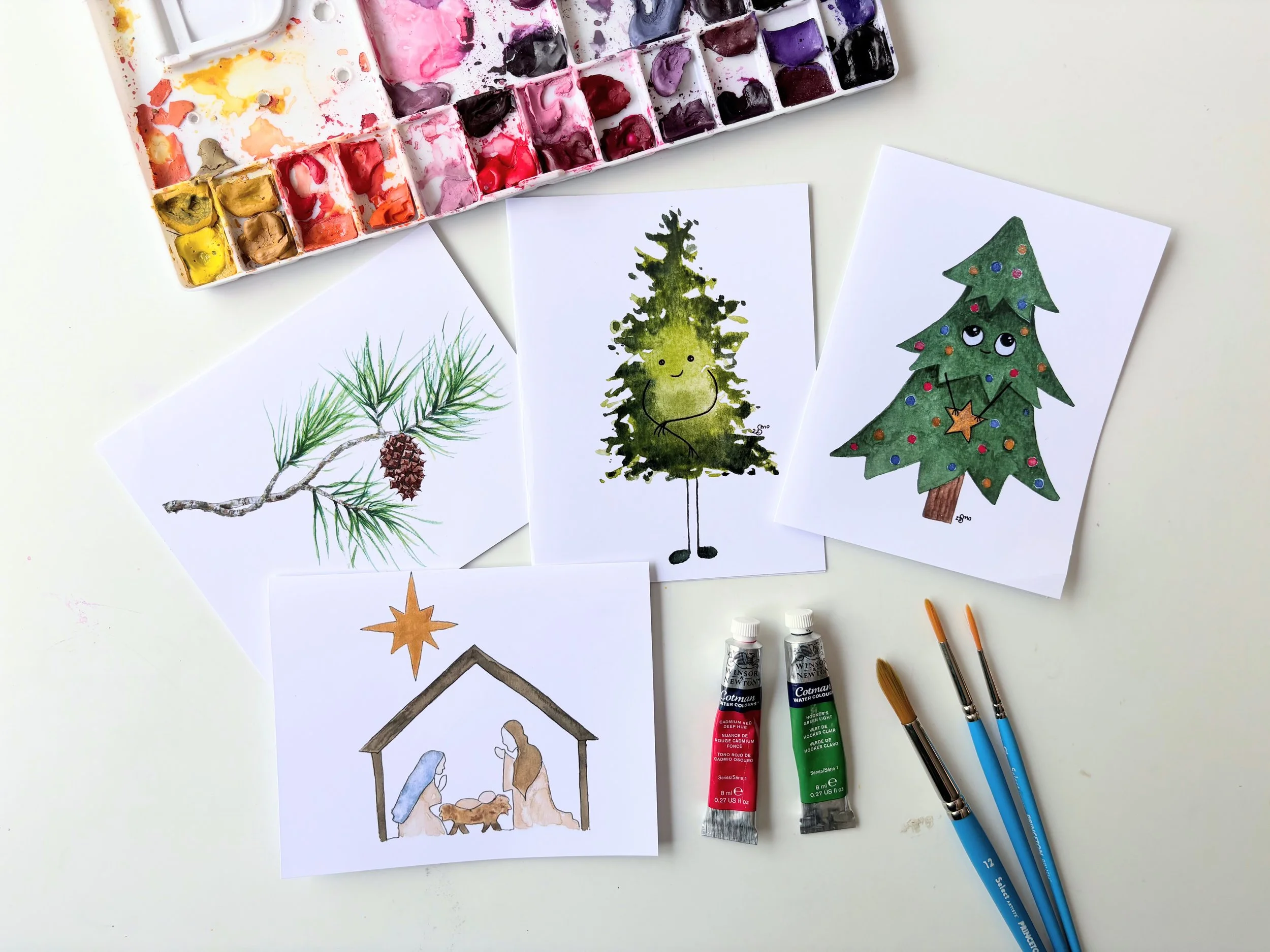 Christmas Cards Watercolor Workshop — Owlfeathers Watercolor