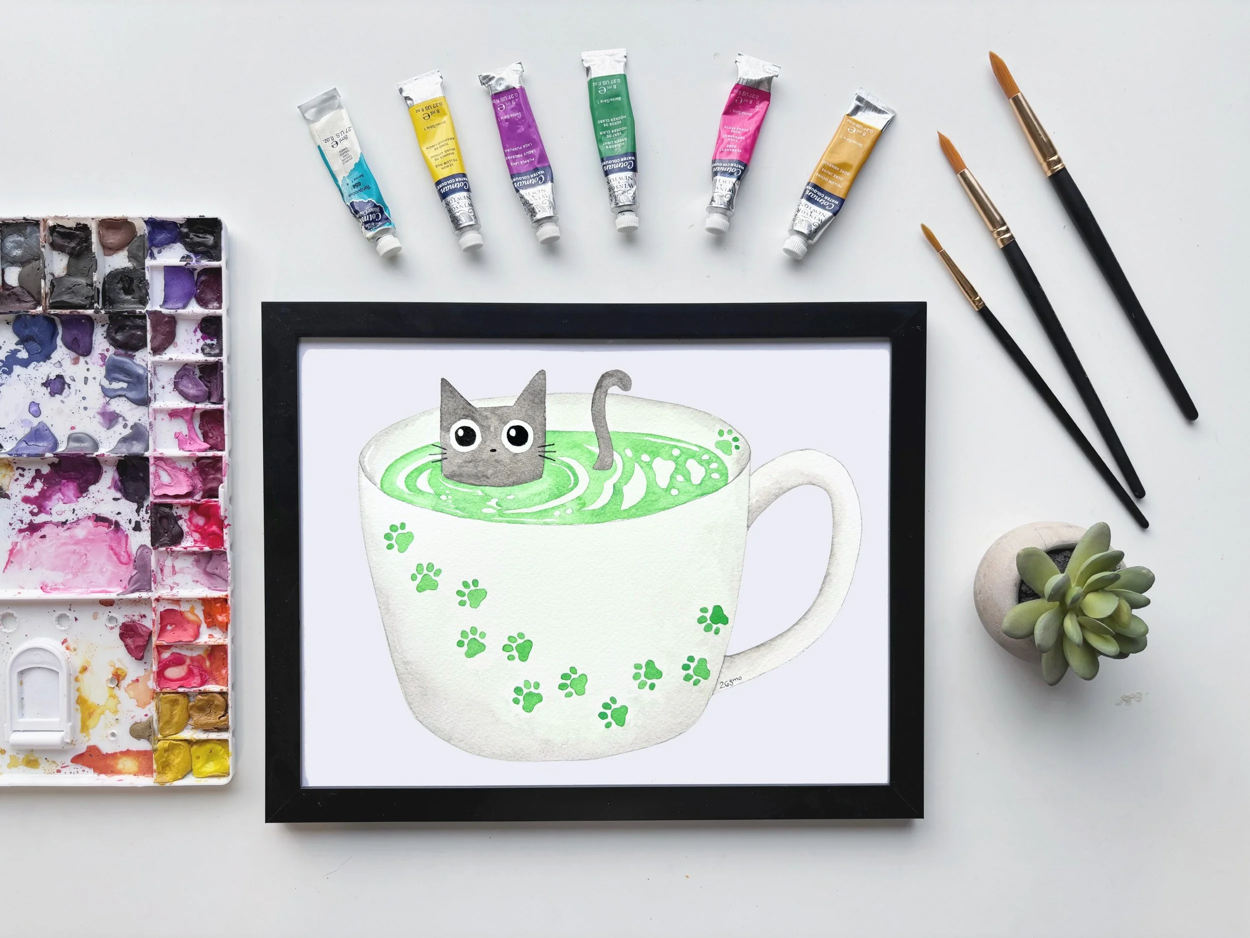 Cat Matcha Tea Print