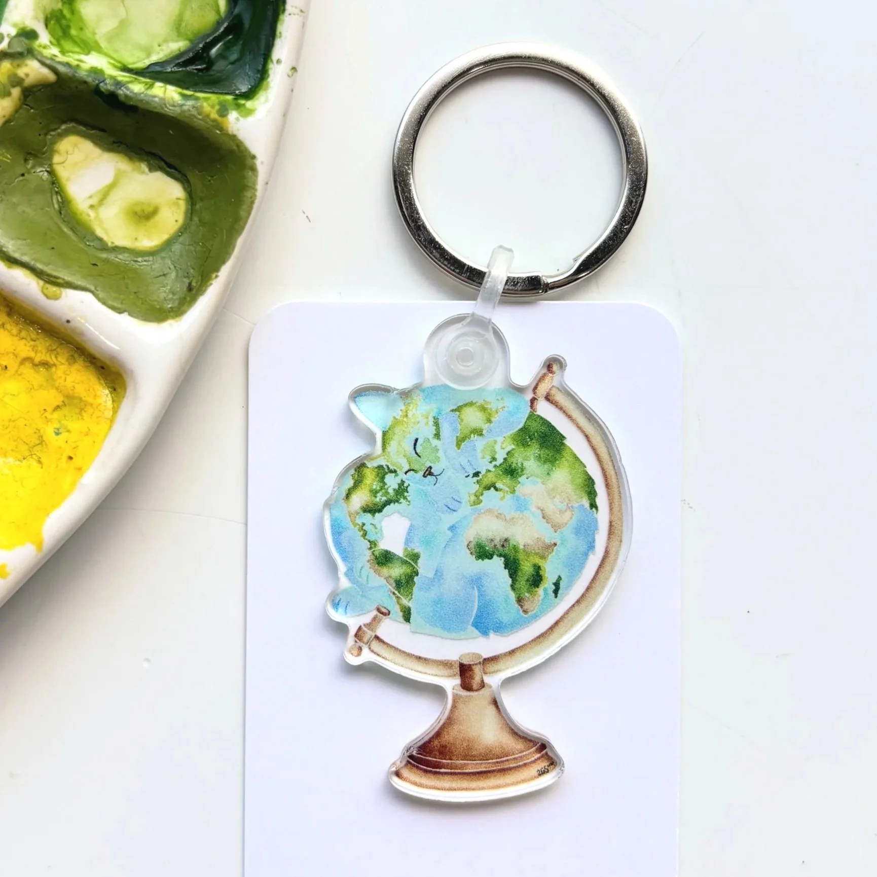 Cat World Globe Keychain